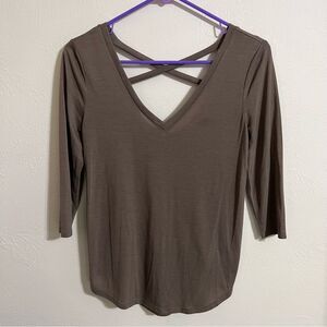 American Eagle lightweight U-back brown balletcore 1/2 sleeve top, size XS